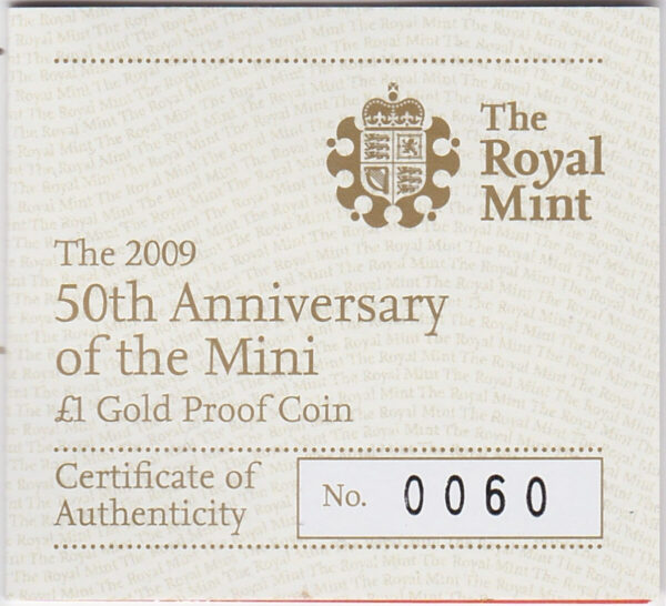 2009 Alderney Gold Proof Twenty Fifth Ounce - Mini - Image 3