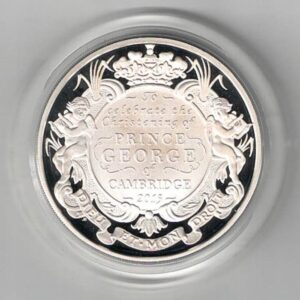 2013 Five Pounds Double Thickness Piedfort Silver Proof Prince George Christening. All coins are in stock for despatch. You are buying one coin.