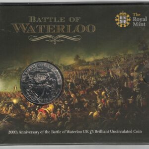 2015 Five Pounds Coin The Battle of Waterloo. featuring Queen Elizabeth II on the Obverse. All five pound coins are in stock.