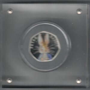 2016 Silver Proof Fifty Pence Coin Peter Rabbit. This coin comes in the original box with certificate as issued by the royal mint.