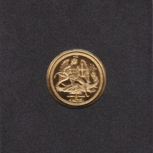 2016 Isle Of Man Proof Gold Tenth Ounce Angel Coin. Queen Elizabeth II facing right on the obverse. The Archangel Michael and Dragon on the reverse.