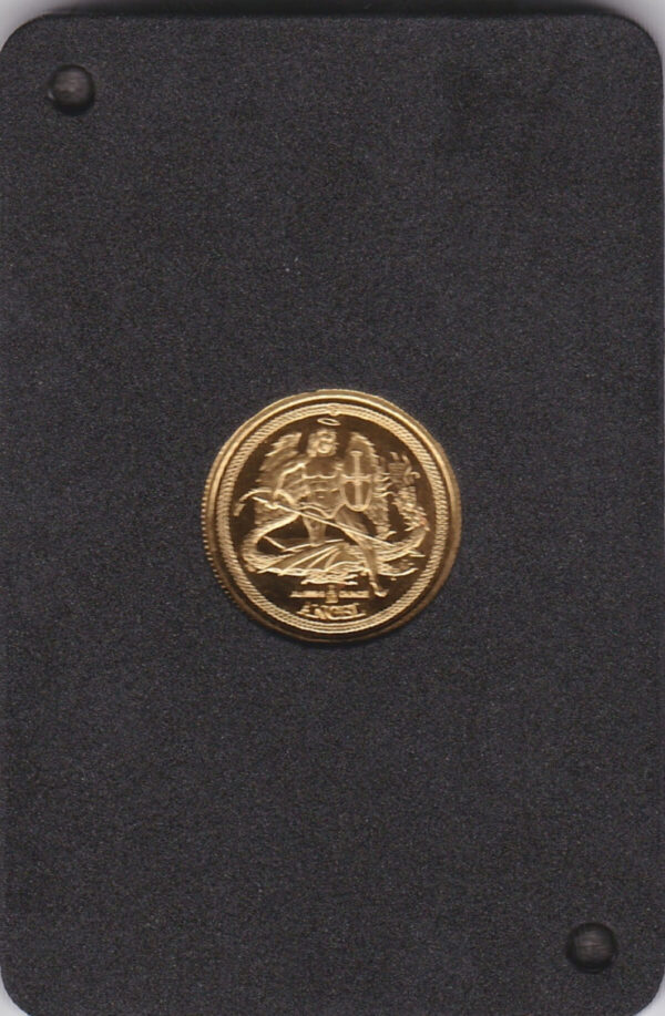 2016 Isle Of Man Proof Gold Tenth Ounce Angel Coin. Queen Elizabeth II facing right on the obverse. The Archangel Michael and Dragon on the reverse.