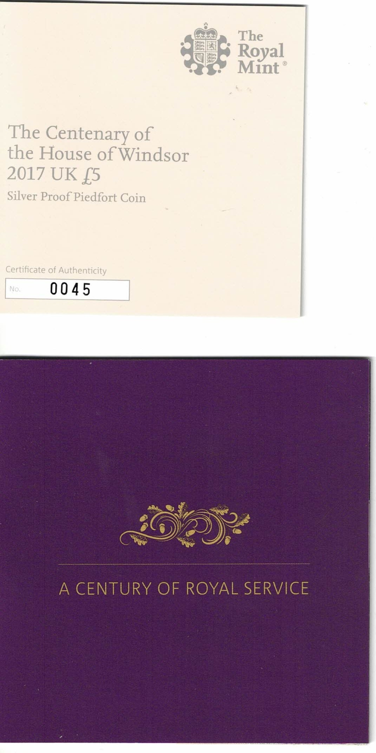 2017 Five Pound Piedfort Silver Proof Centenary Of The House Of Windsor - Image 3