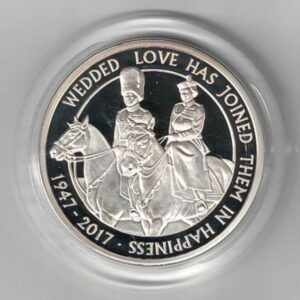 2017 Five Pounds Silver Piedfort Platinum Wedding Anniversary. All coins are in stock for despatch. You are buying one coin.