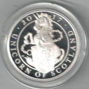 2017 Silver Proof One Ounce Unicorn of Scotland. The coin contains one ounce of 999 fine silver. All of our silver coins are in stock.