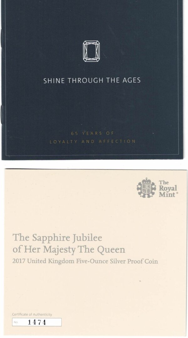 Boxed 2017 Silver Proof Five Ounce The Queen's Sapphire Jubilee - Image 3