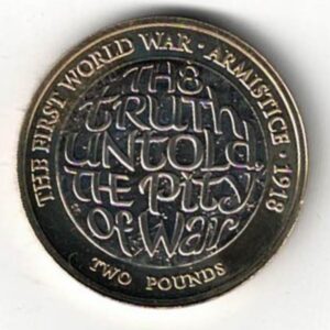 Loose 2018 Two Pound Coin First World War Armistice featuring Elizabeth II on the obverse. All coins are in stock for despatch
