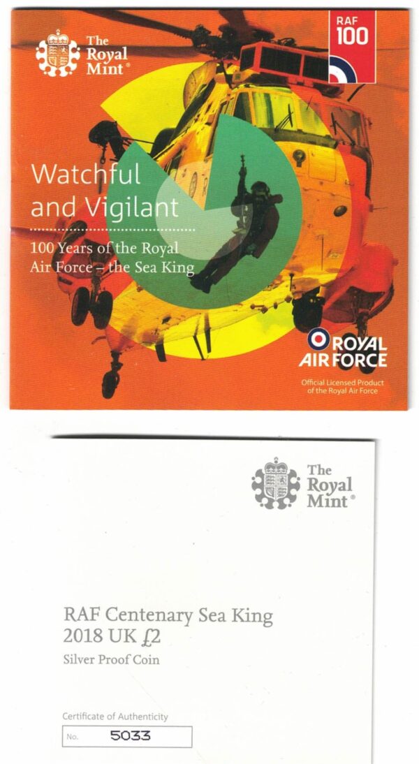 2018 Two Pounds Standard Silver Proof Raf Centenary Sea King - Image 3