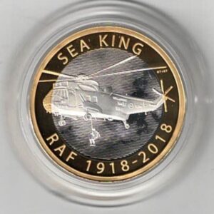 2018 Two Pounds Standard Silver Proof Raf centenary Sea King coin, was issued by the royal mint and includes the original box and certificate.