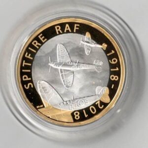 2018 Two Pounds Standard Silver Proof Raf centenary Spitfire coin, was issued by the royal mint and includes the original box and certificate.