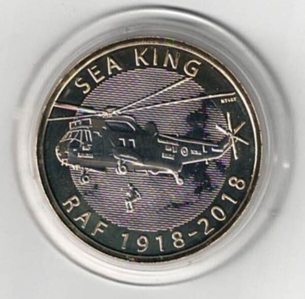 Loose 2018 Raf Centenary Sea King Two Pound Coin featuring Elizabeth II on the obverse. All coins are in stock for despatch.