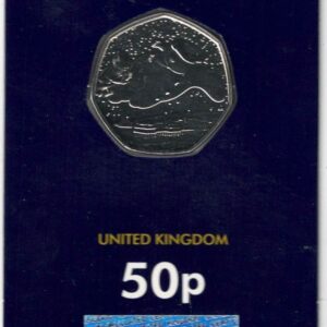 2018 Fifty Pence The Snowman cupro nickel coin featuring Queen Elizabeth II on the Obverse. Snowman and The Boy on the Reverse.