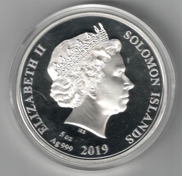 Boxed 2019 Solomon Islands Silver Proof Five Ounce Moon Landing - Image 2