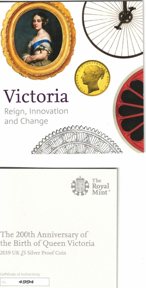 2019 Five Pounds Standard Silver Proof Queen Victoria - Image 3