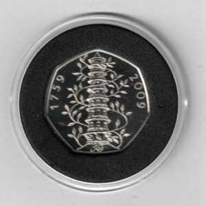 2019 Fifty Pence Kew Gardens cupro nickel coin featuring Queen Elizabeth II on the Obverse. The popular Kew Gardens design on the Reverse.