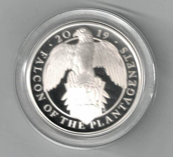 2019 Silver Proof One Ounce Falcon Of Plantagenets. The coin contains one ounce of 999 fine silver. All of our silver coins are in stock.