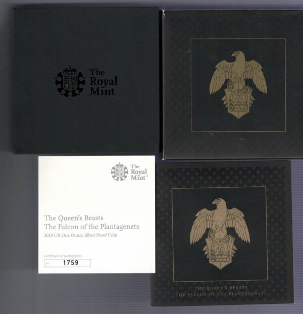 2019 Silver Proof One Ounce Falcon Of The Plantagenets - Image 3