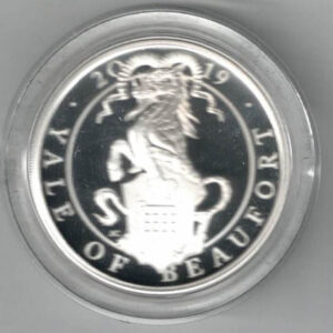 2019 Silver Proof One Ounce Yale of Beaufort. The coin contains one ounce of 999 fine silver. All of our silver coins are in stock.