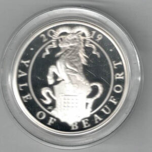 2019 Silver Proof One Ounce Yale of Beaufort. The coin contains one ounce of 999 fine silver. All of our silver coins are in stock.