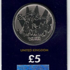 2022 The Rolling Stones Five Pound Coin This coin comes in the change checker card presentation packet in mint condition.