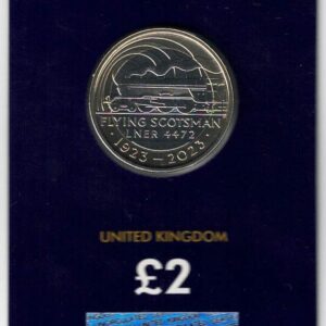 2023 Two Pound Coin featuring Flying Scotsman on the reverse and Charles III on the Obverse. All coins are in stock for dispatch.