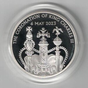2023 Five Pounds Piedfort Silver Proof King Charles III Coronation. This Piedfort proof coin comes boxed with certificate as issued by the royal mint.