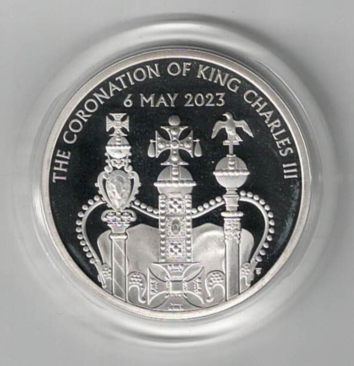 2023 Five Pounds Piedfort Silver Proof King Charles III Coronation. This Piedfort proof coin comes boxed with certificate as issued by the royal mint.