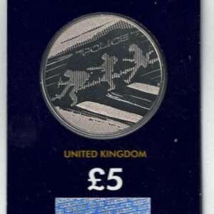 2023 The Police Five Pound Coin. This coin comes in the change checker card presentation packets in mint condition. King Charles III on Obverse.