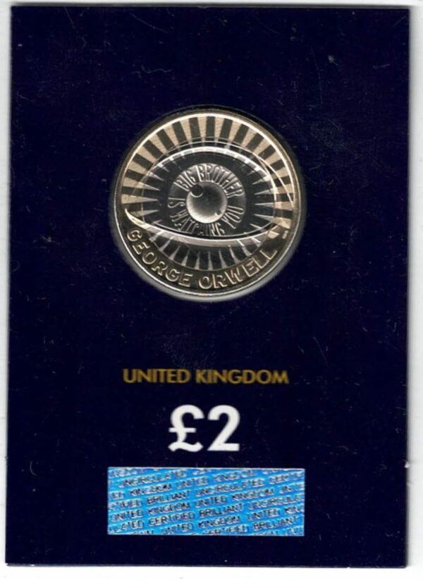 2025 Two Pound Coin featuring George Orwell on the reverse and Charles III on the Obverse. All coins are in stock for dispatch.