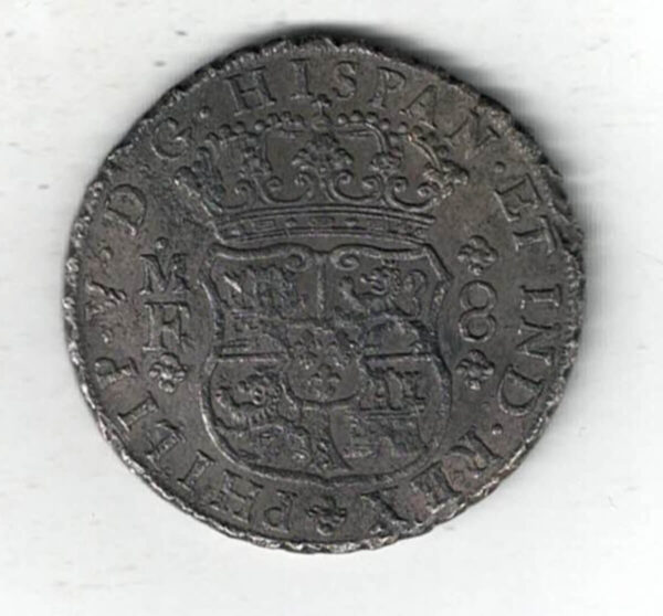 Shipwreck 1740 MF Mexico Silver Eight Reales Coin - Image 2