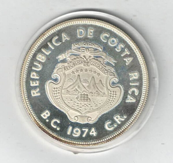 1974 Costa Rica Silver Proof Manatee One Hundred Colones Coin - Image 2
