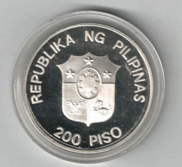 1990 Philippines Silver Proof Save The Children Two Hundred Piso Coin - Image 2