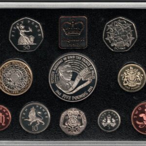 1998 Royal Mint Base Metal Ten Coin Deluxe Proof Set . This 1998 set comes in a red leather outer. All coins are in stock for despatch.