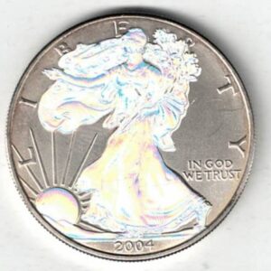 2004 Hologram Silver USA One Ounce Eagle . The liberty is on the obverse, The eagle is on the reverse. The coin contains one ounce of 999 fine silver.