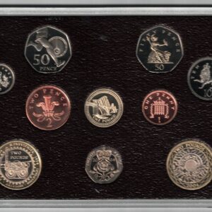 2004 Royal Mint Base Metal Ten Coin Deluxe Proof Set . This 2004 set comes in a red outer. All coins are in stock ready for despatch.