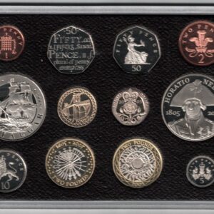 2005 Royal Mint Deluxe Base Metal Twelve Coin Proof Set . This 2005 set comes in a red outer case. All coins are in stock for despatch.