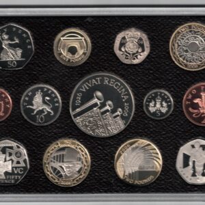 2006 Royal Mint Deluxe Base Metal Thirteen Coin Proof Set . This 2006 set comes in a red leather outer case. All coins are in stock for despatch.