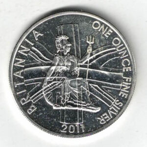 2011 Silver Britannia One Ounce Coin. The coin contains one ounce of fine silver. All of our silver coins have been pre-owned and are in stock.