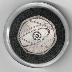 2017 Silver Proof Piedfort Fifty Pence Coin Sir Isaac Newton. This coin comes in the original box with certificate as issued by the royal mint.