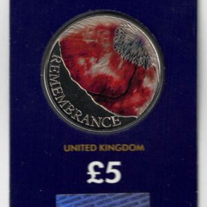 2018 Five Pound Change Checker Remembrance Day Coin. Queen Elizabeth II on Obverse. This coin is in stock and ready to send.