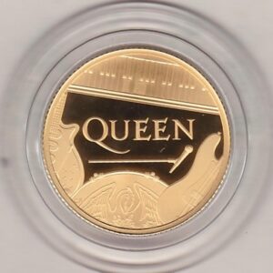2020 Gold Proof Quarter Ounce Queen coin featuring Queen Elizabeth II on the Obverse. The coin features instruments on the Reverse.