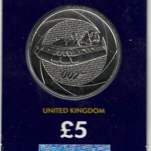 2024 Five Pound 007 James Bond Coin. This coin comes in the change checker card presentation packets in mint condition. King Charles III on Obverse.