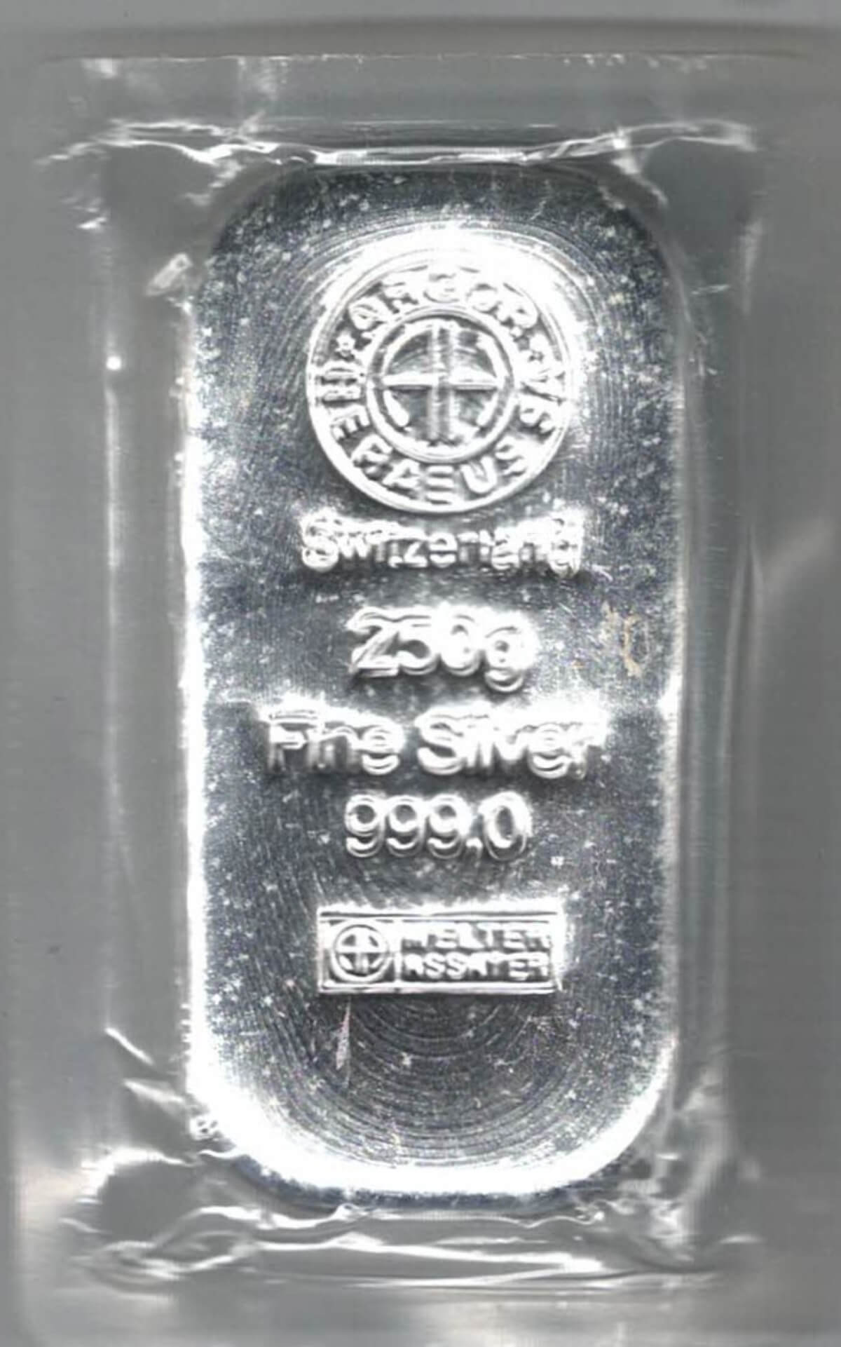 250 Gram Silver Bar Argor Heraeus. This bar contains 250 grams of 999 fine Silver. All of our silver bars have been pre-owned and are in stock.