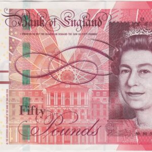 B413 Cleland Fifty Pounds Banknote. Queen Elizabeth II on the obverse. Matthew Boulton 1728 to 1809 and James Watt 1736 to 1819 on the reverse.