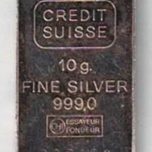 Credit Suisse Ten Gram Fine Silver Bar. All of our silver bars have been pre-owned and are in stock. You are buying one silver bar.