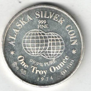 1974 Alaska Silver One Ounce Round. All of our silver coins/rounds have been pre-owned and are in stock for dispatch.