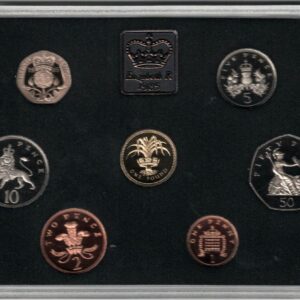 1985 Royal Mint Base Metal Seven Coin Proof Set . This 1985 set comes in a blue outer. All coins are in stock for despatch.