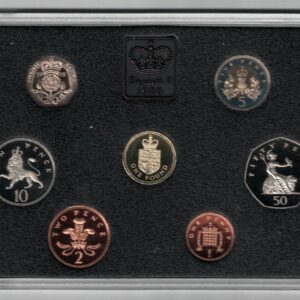 1988 Royal Mint Base Metal Seven Coin Proof Set . This 1988 set comes in a blue outer. All coins are in stock for despatch.