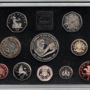 1998 Royal Mint Base Metal Ten Coin Proof Set . This 1998 set comes in a blue outer. All coins are in stock for despatch.