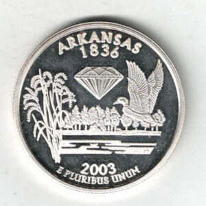 2003 Arkansas Silver One Ounce Round. All of our silver coins/rounds have been pre-owned and are in stock for dispatch. You are buying one coin.
